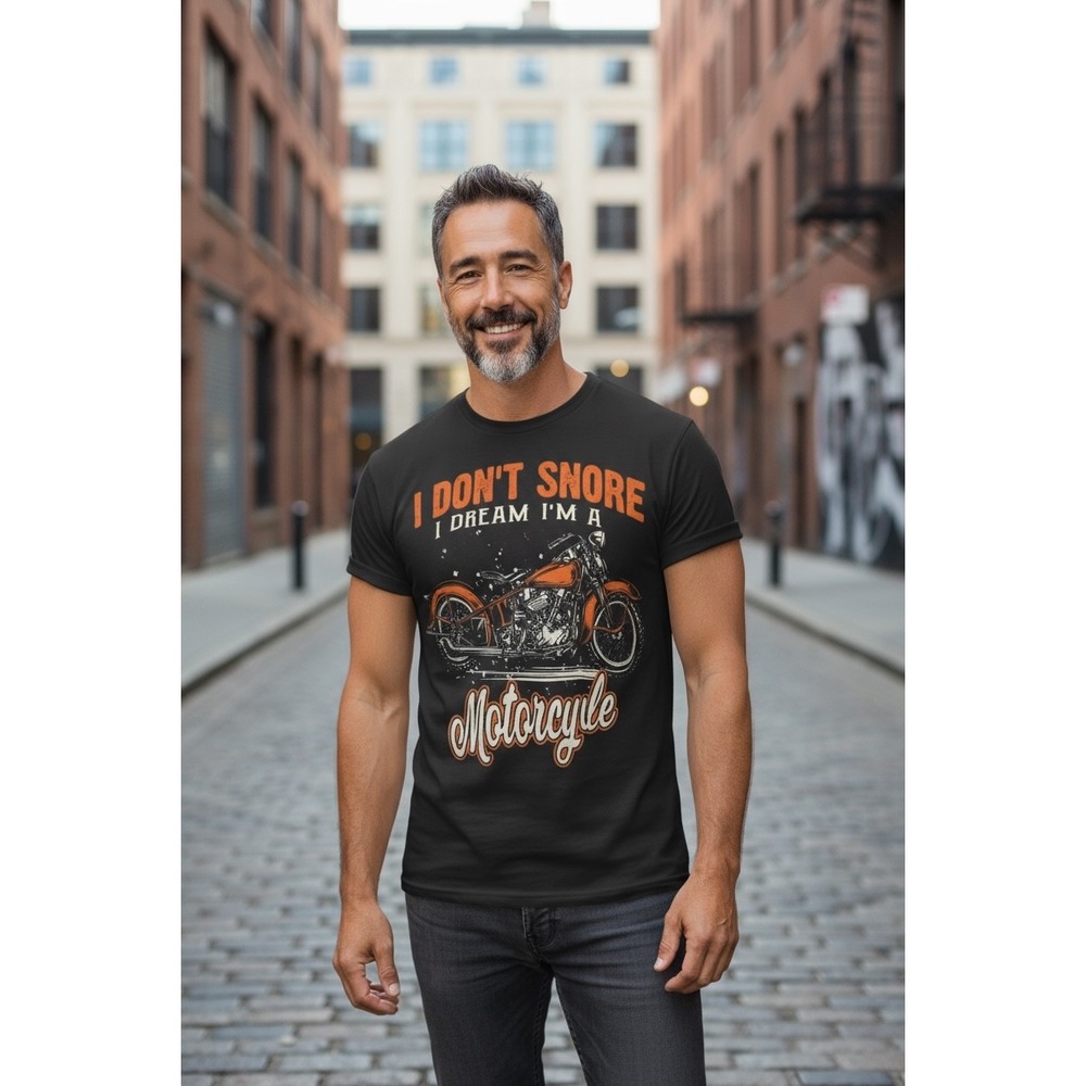 Mens Gray Motorcycle T-Shirt I Dont Snore Dream Motorcycle Graphic Tee